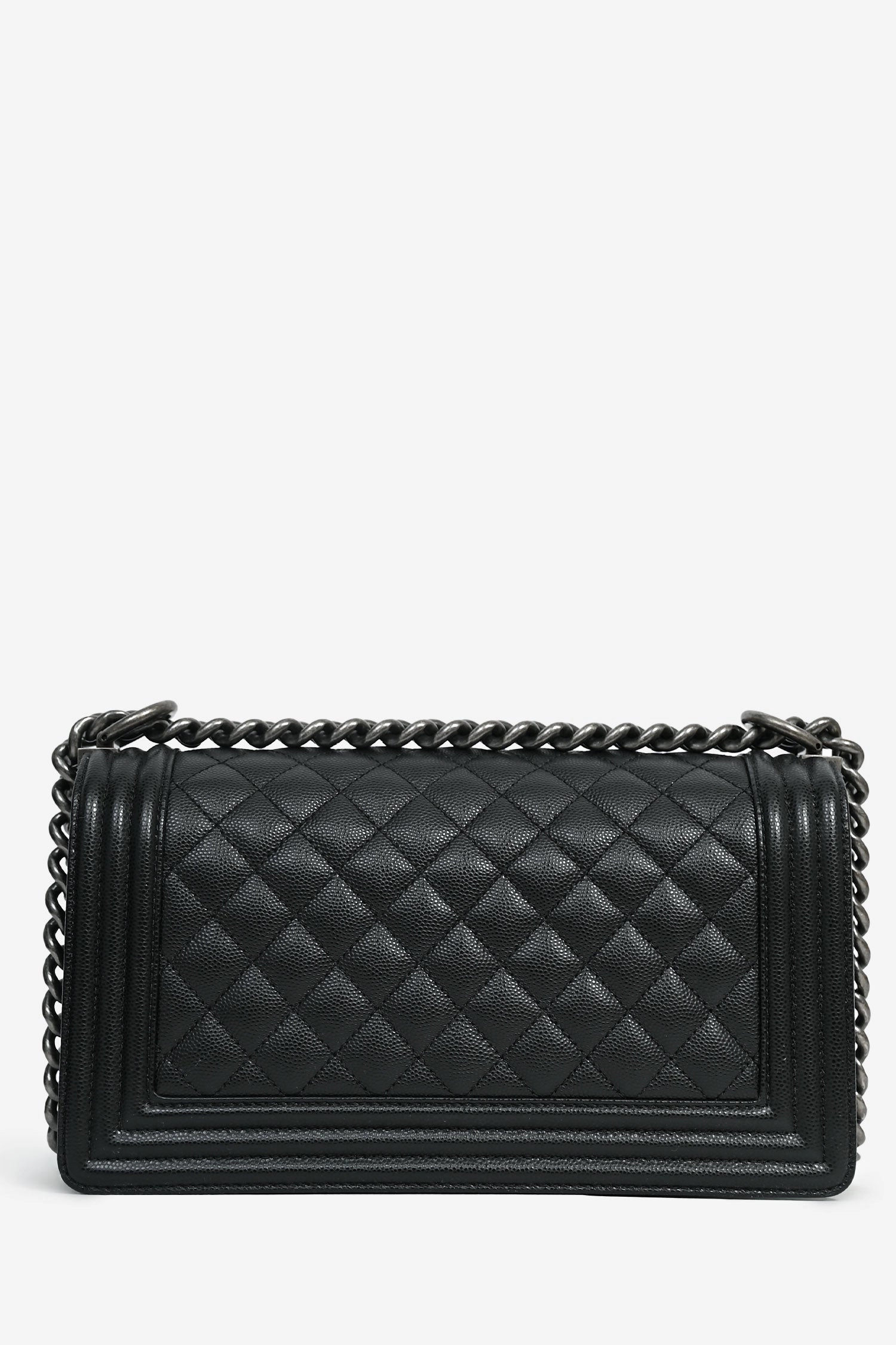 Pre-Loved Chanel 2022 Black Caviar Leather Boy Crossbody Bag