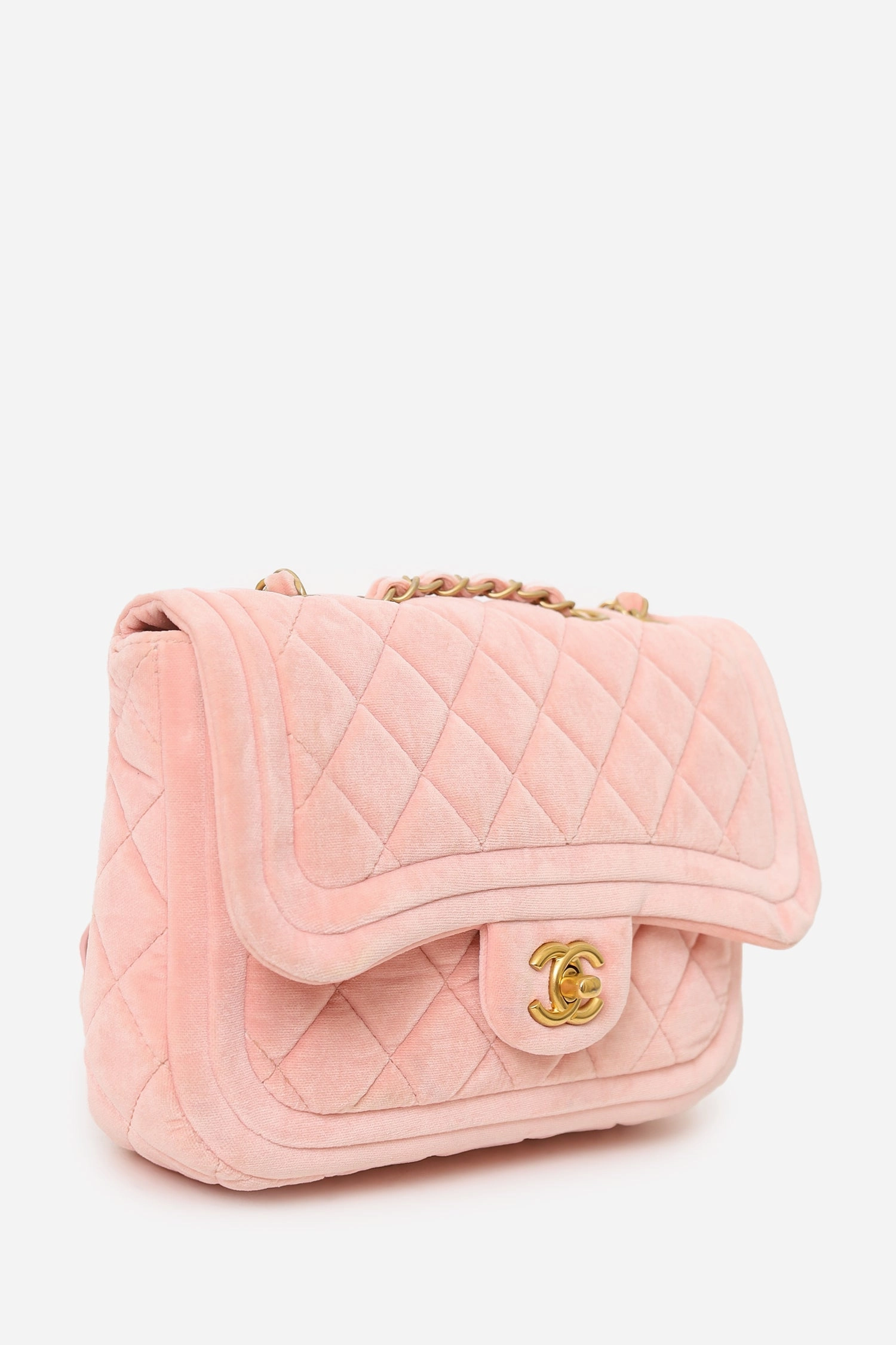 Pre-Loved Chanel 2022 Pink Velvet Quilted Mini Double Frame Flap Bag