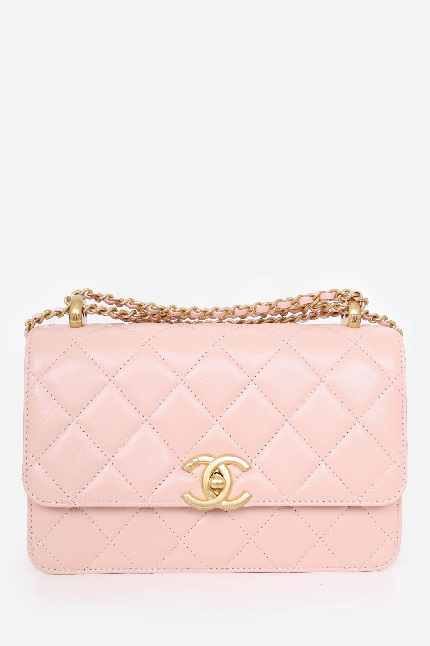 Pre-Loved Chanel 24C Beige Quilted Leather Perfect Fit Flap Bag