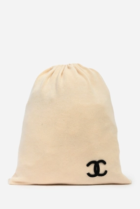 Pre-Loved Chanel Beige Cashmere CC Drawstring Bag