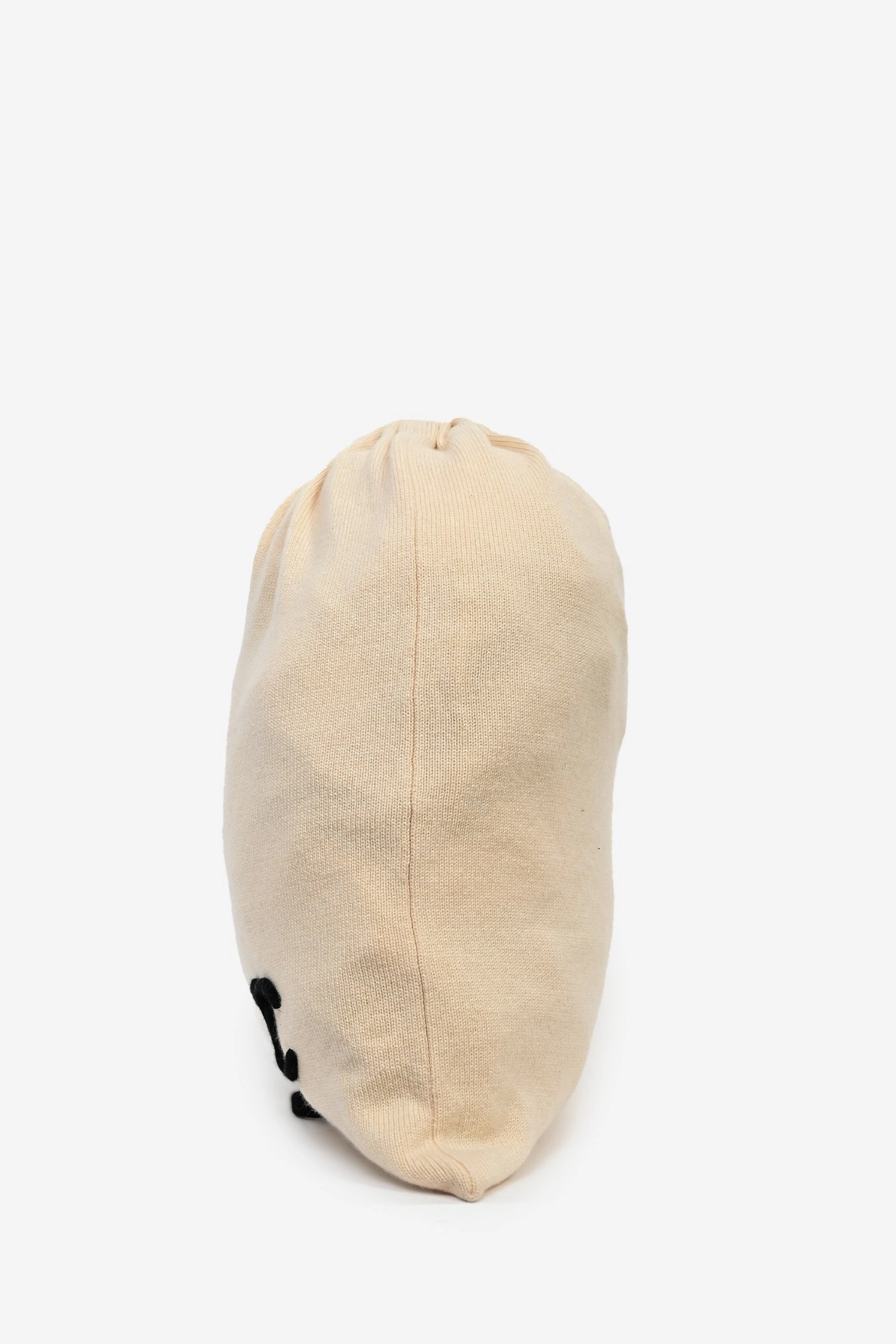 Pre-Loved Chanel Beige Cashmere CC Drawstring Bag