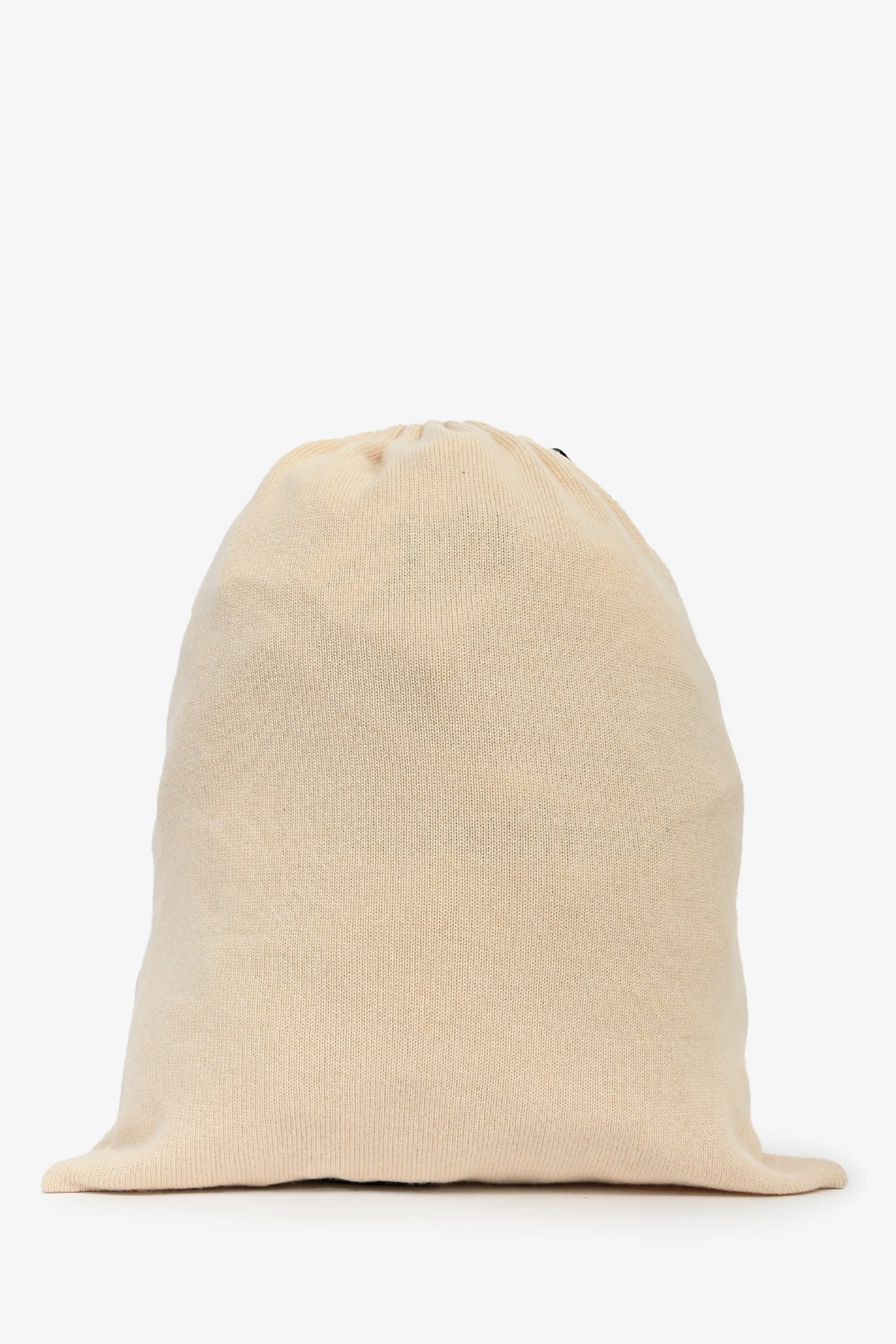 Pre-Loved Chanel Beige Cashmere CC Drawstring Bag