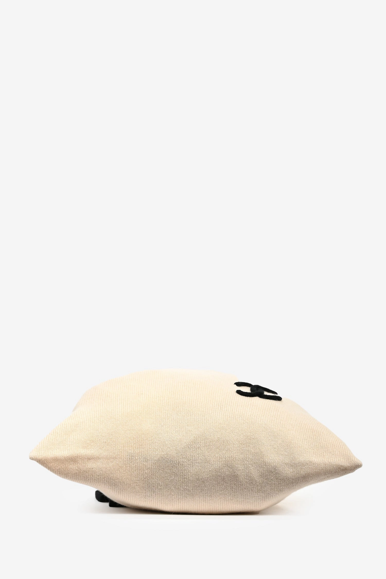 Pre-Loved Chanel Beige Cashmere CC Drawstring Bag