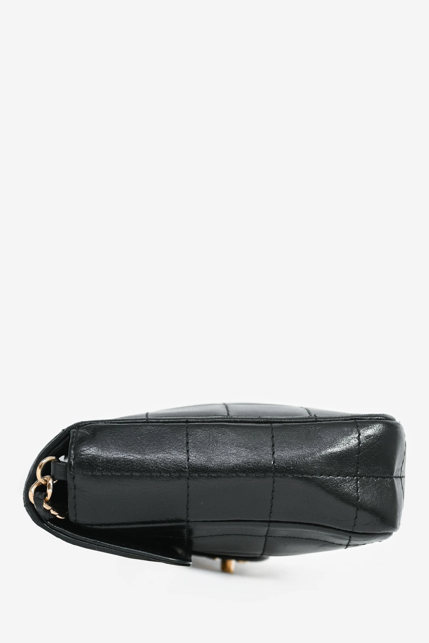 Pre-Loved Chanel Black Lambskin Chocolate Bar East West Flap Bag