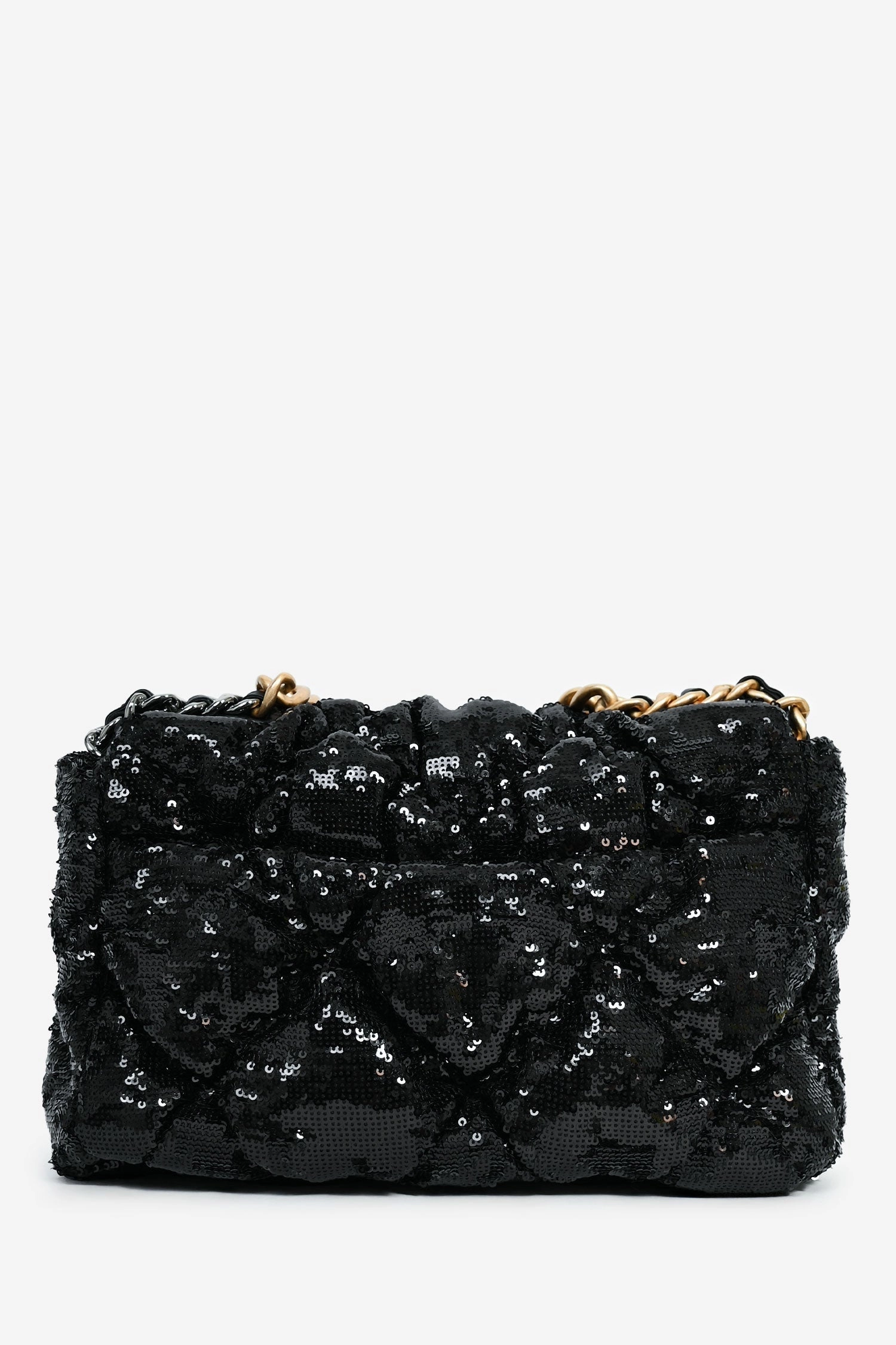 Pre-Loved Chanel Black Sequin Tweed Large 19 Flap Bag