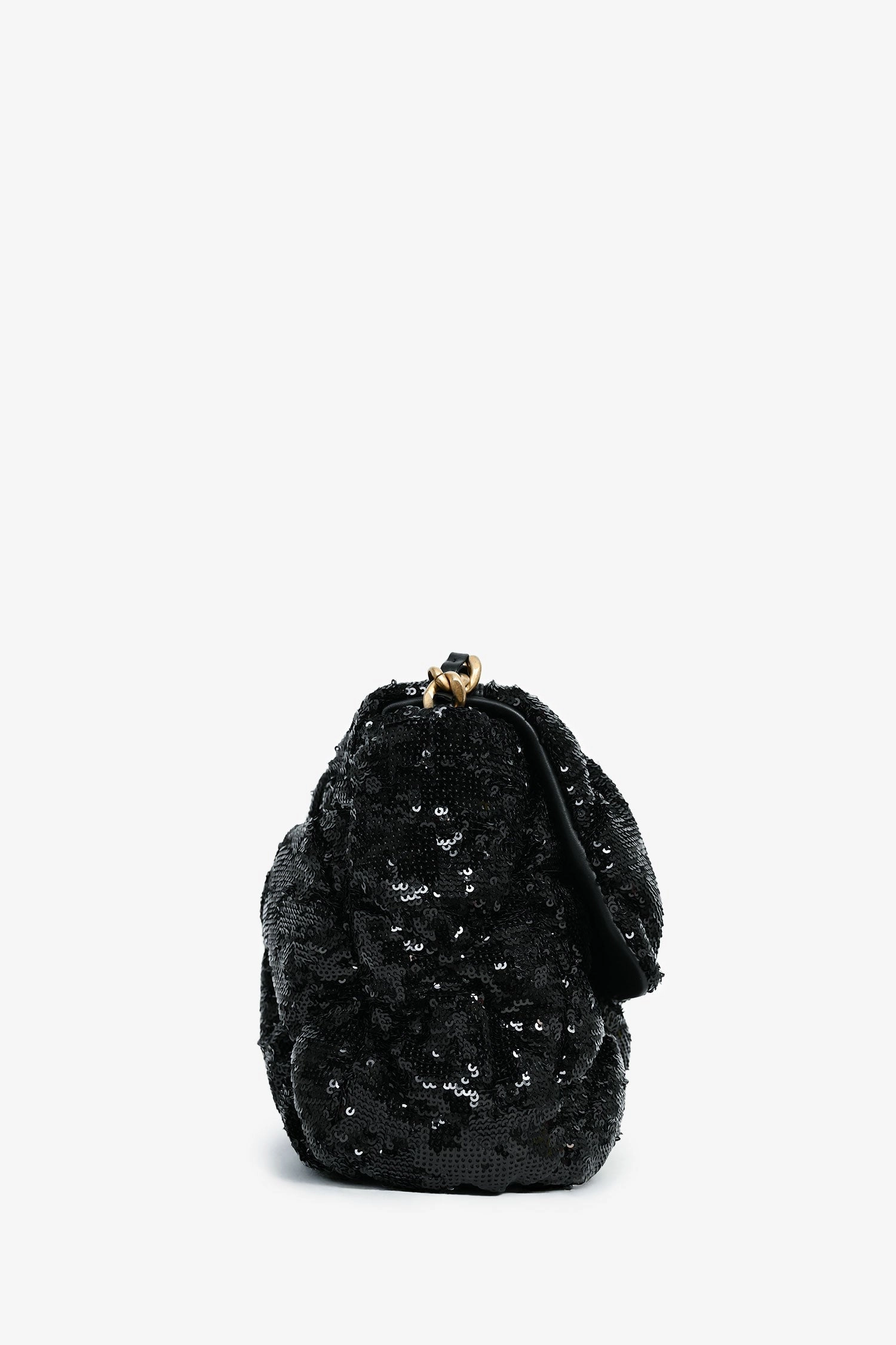 Pre-Loved Chanel Black Sequin Tweed Large 19 Flap Bag