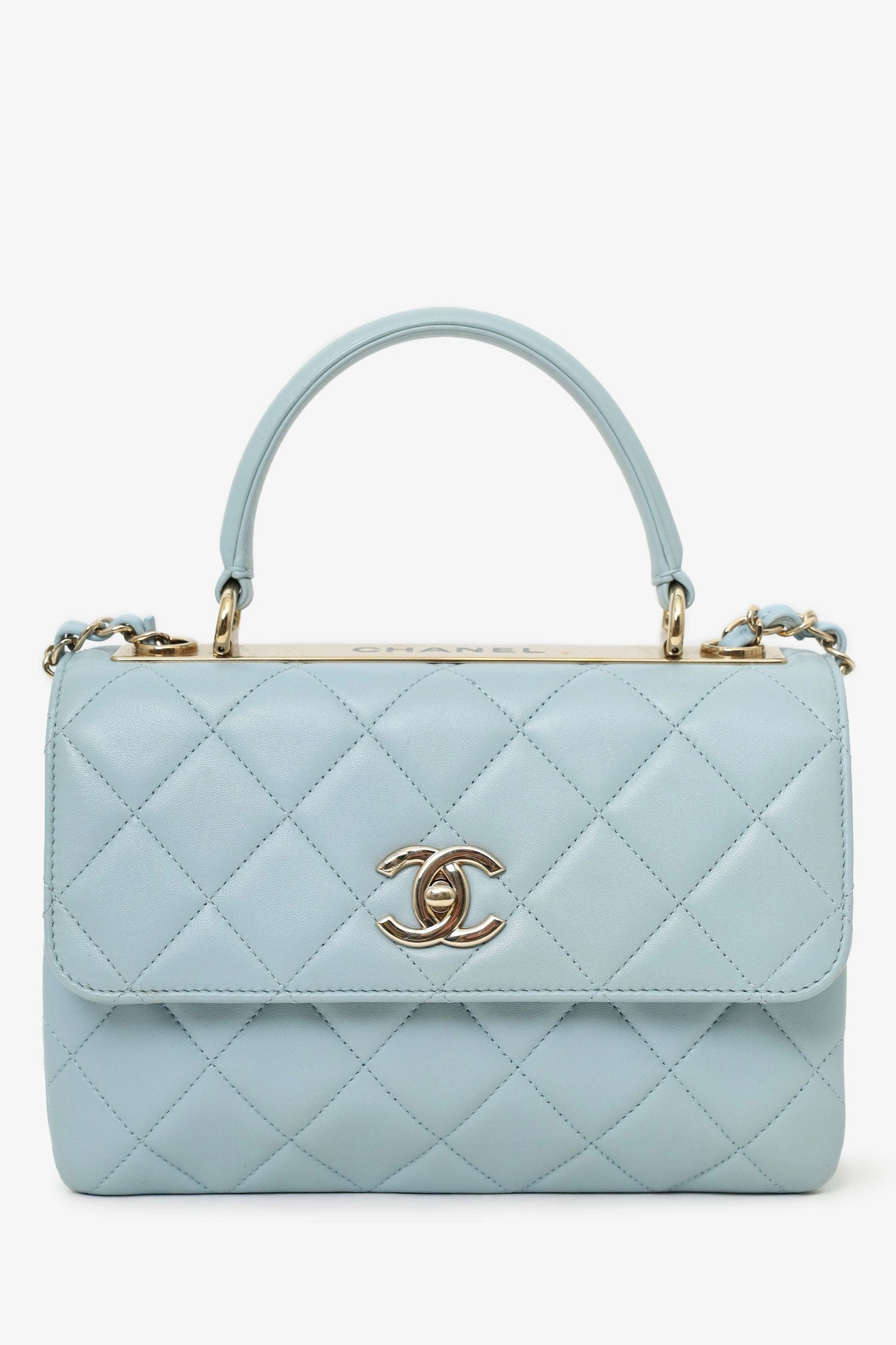 Pre-Loved Chanel Blue Quilted Lambskin Medium Trendy CC Top Handle