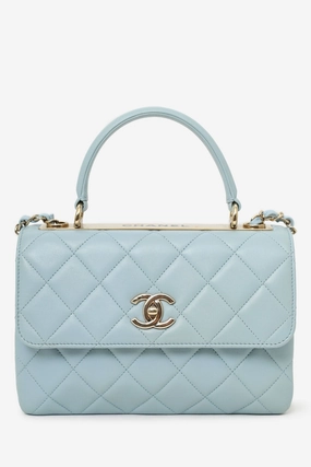 Pre-Loved Chanel Blue Quilted Lambskin Medium Trendy CC Top Handle