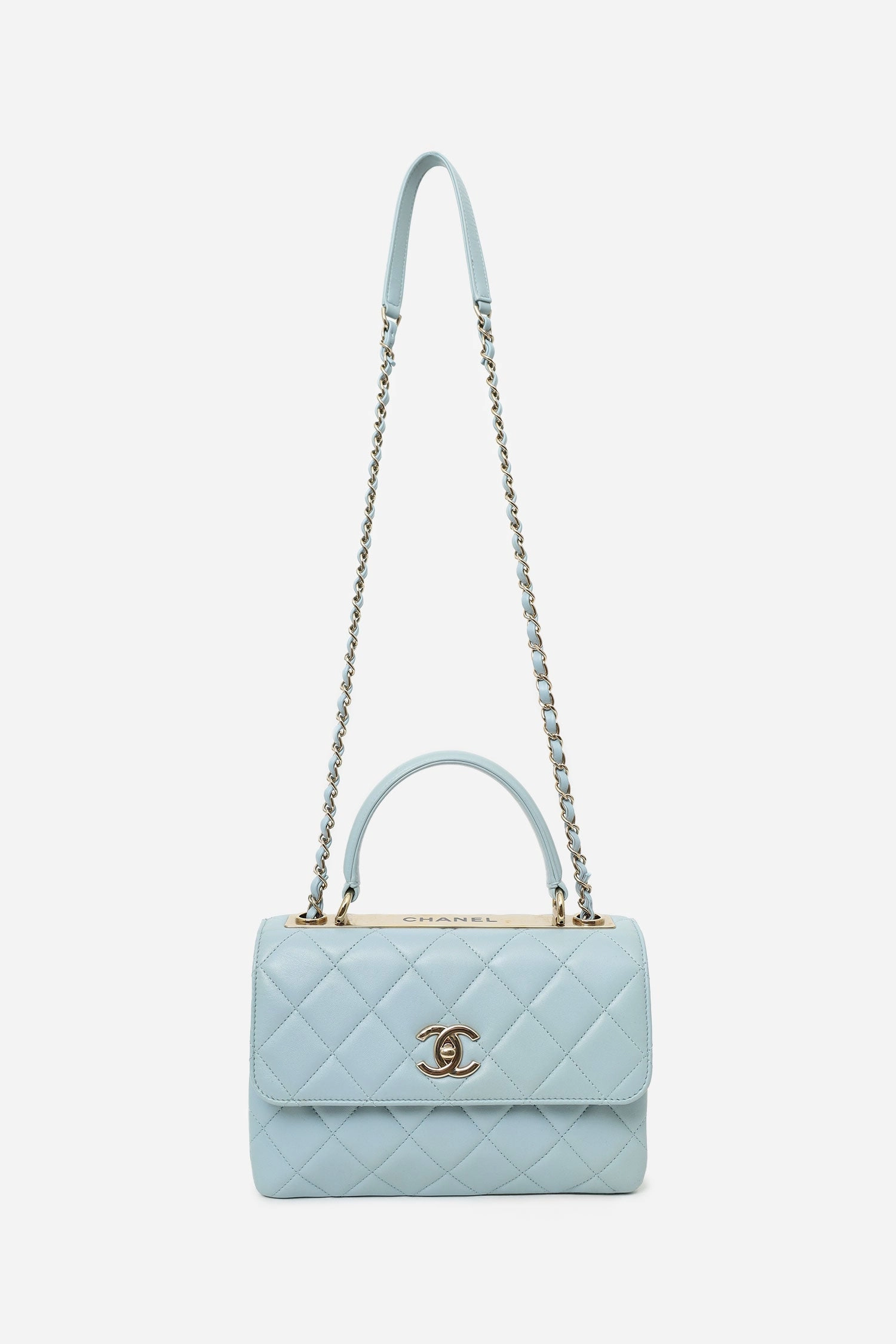 Pre-Loved Chanel Blue Quilted Lambskin Medium Trendy CC Top Handle