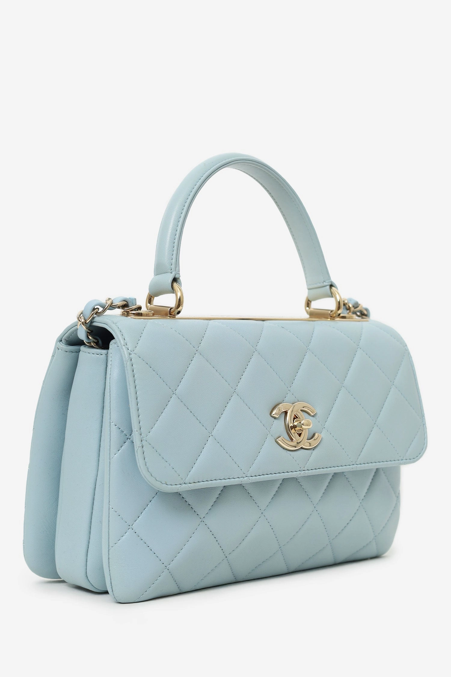 Pre-Loved Chanel Blue Quilted Lambskin Medium Trendy CC Top Handle