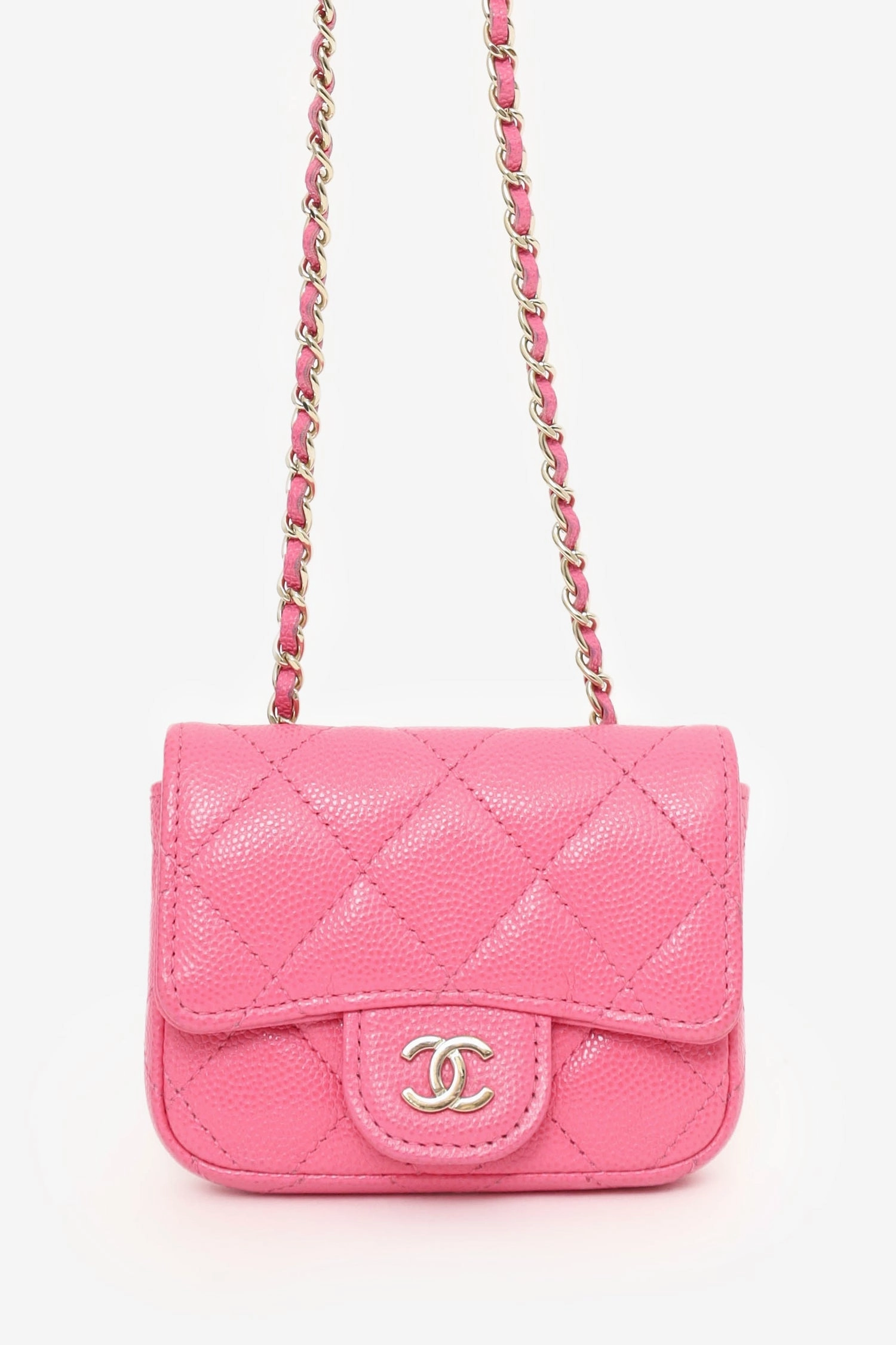 Pre-Loved Chanel Chanel 2019/20 Pink Caviar Leather Quilted Classic Flap Belt Bag