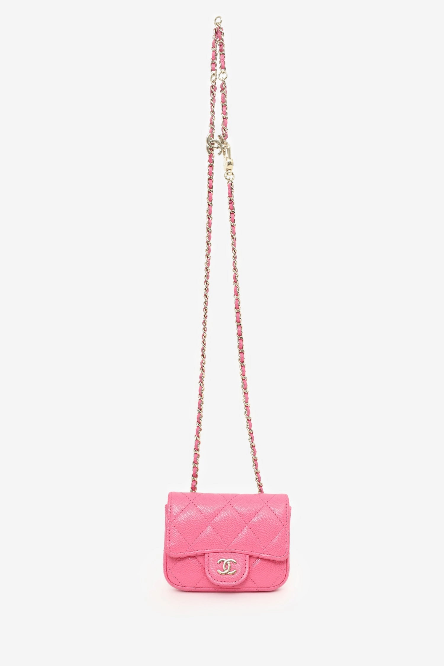 Pre-Loved Chanel Chanel 2019/20 Pink Caviar Leather Quilted Classic Flap Belt Bag
