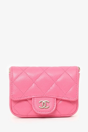 Pre-Loved Chanel Chanel 2019/20 Pink Caviar Leather Quilted Classic Flap Belt Bag