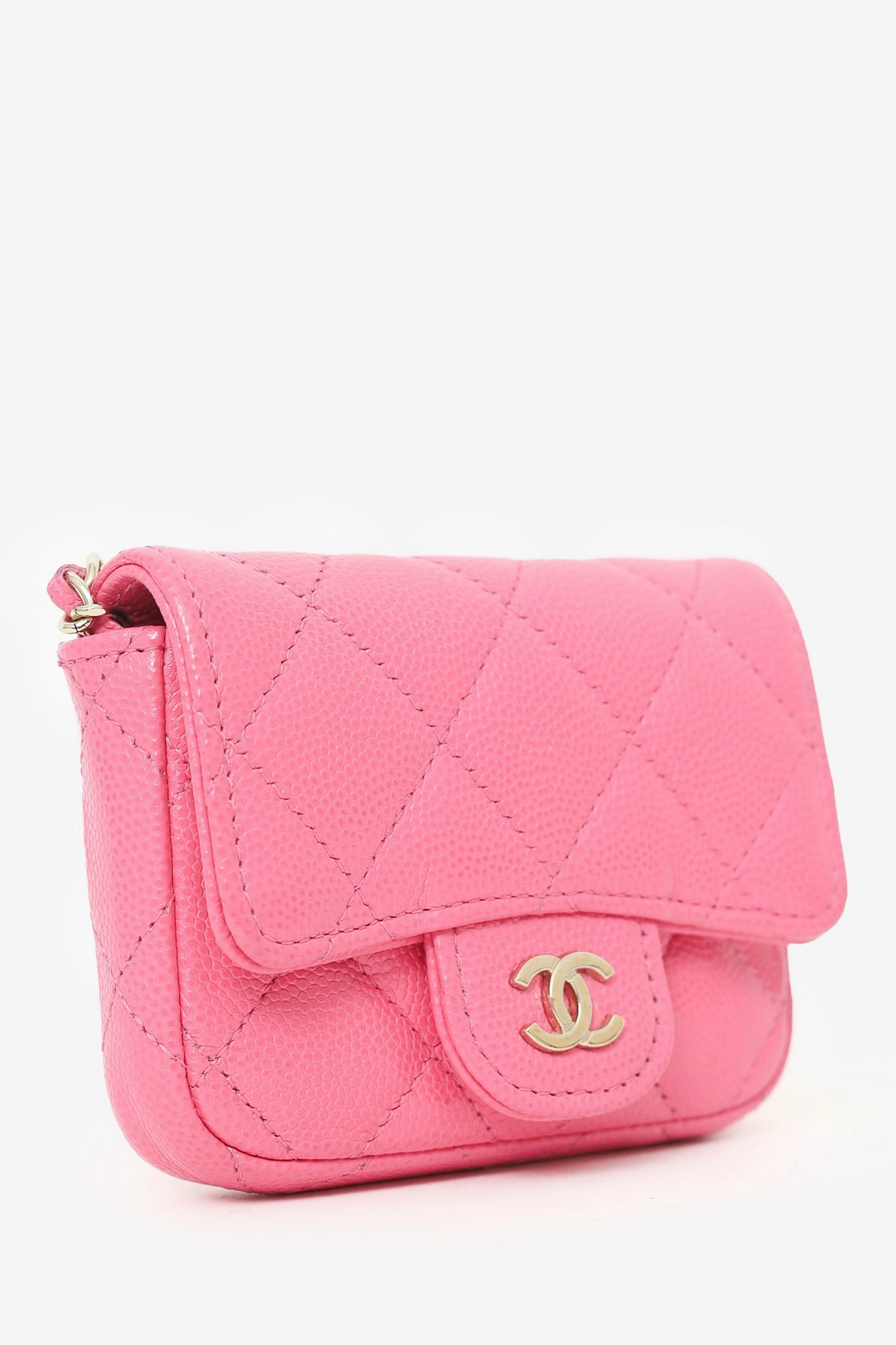 Pre-Loved Chanel Chanel 2019/20 Pink Caviar Leather Quilted Classic Flap Belt Bag