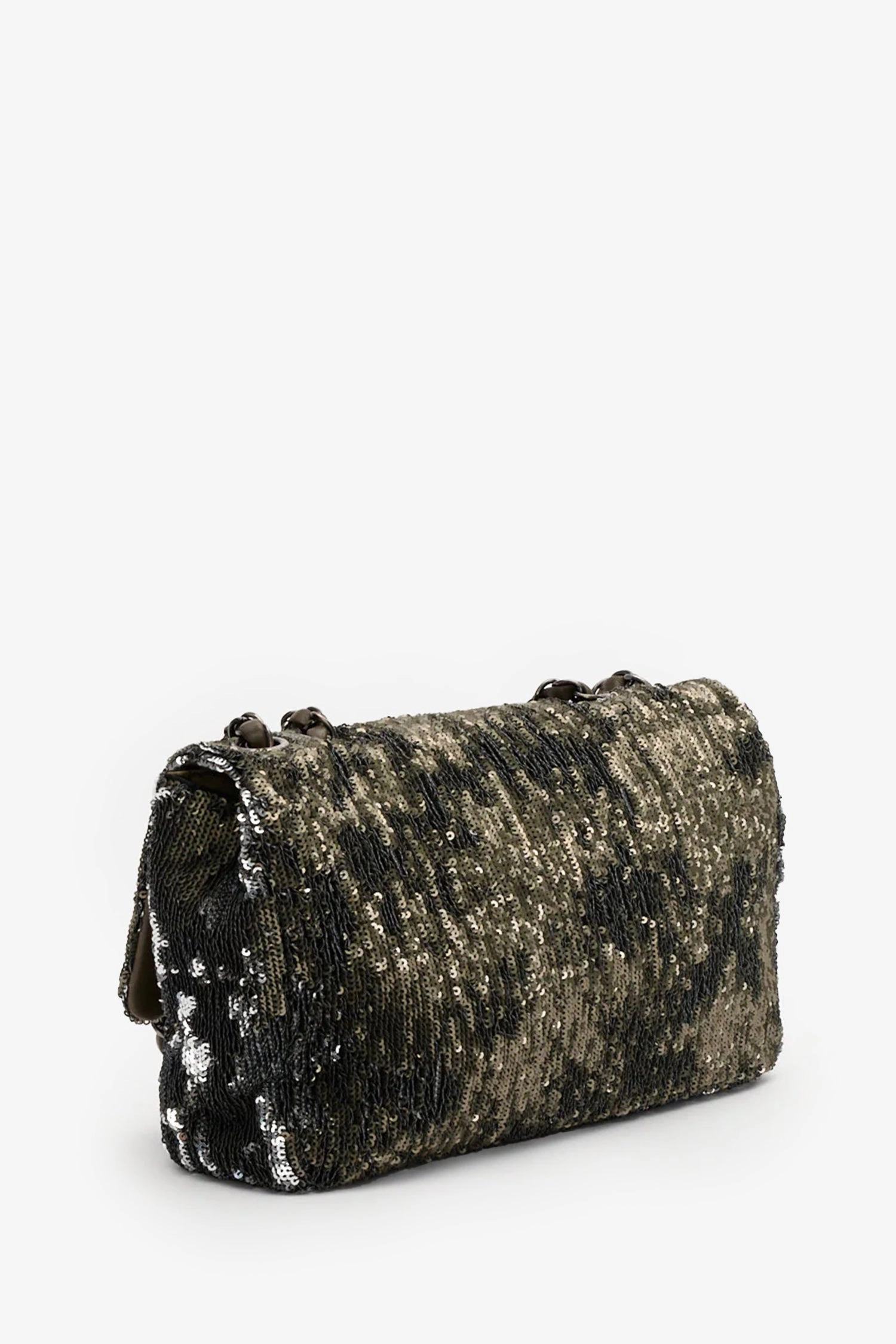 Pre-Loved Chanel Green/Black Sequin Coco Cuba Timeless Classic Single Flap Bag
