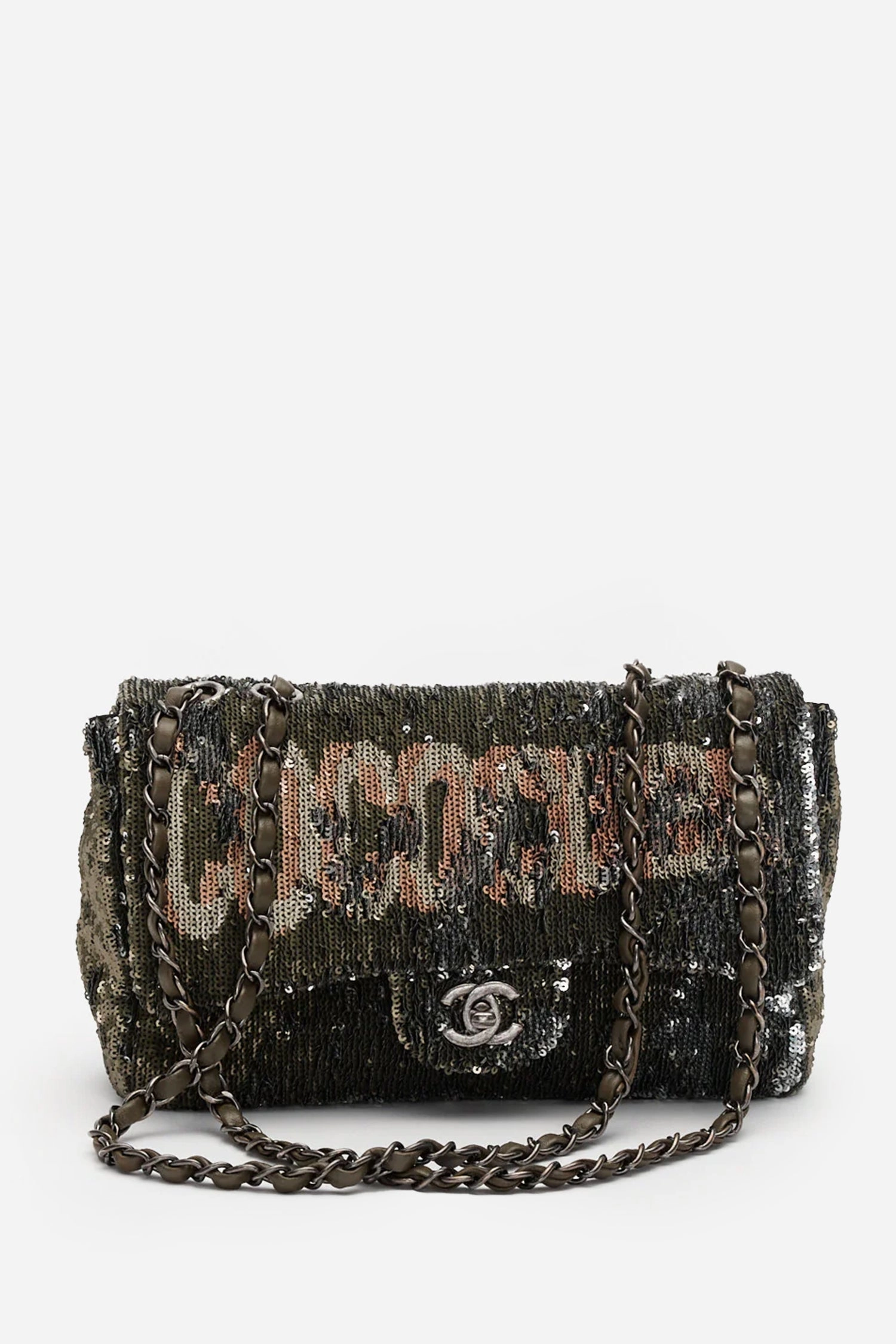 Pre-Loved Chanel Green/Black Sequin Coco Cuba Timeless Classic Single Flap Bag