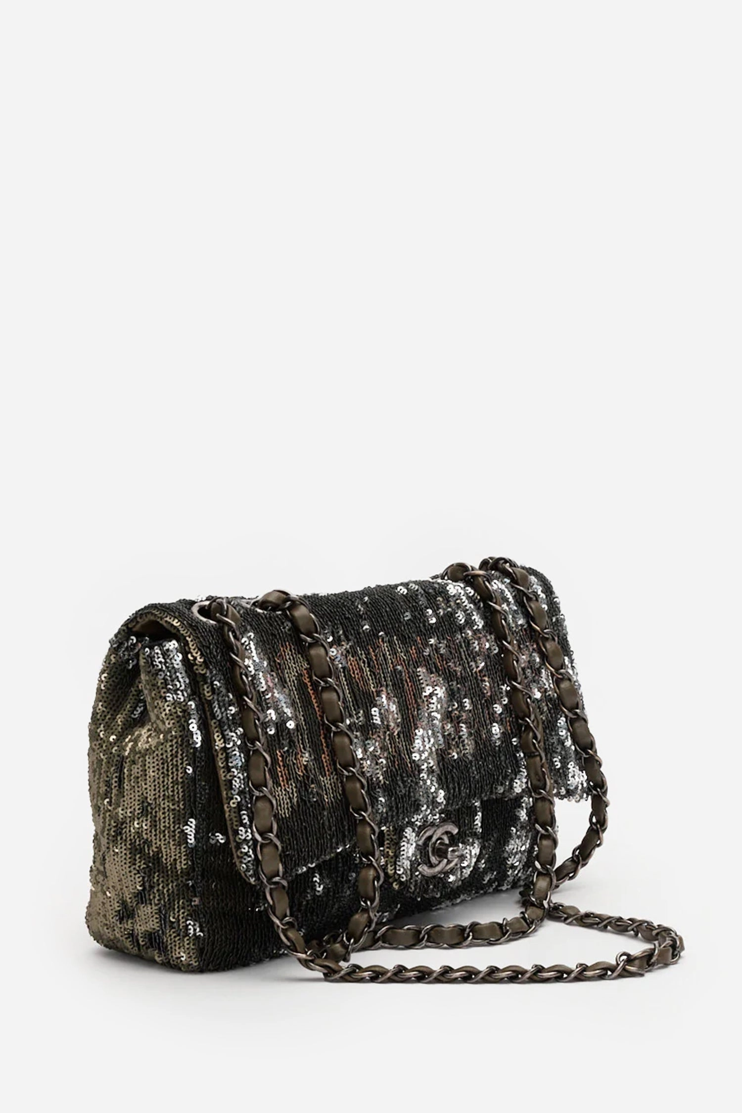 Pre-Loved Chanel Green/Black Sequin Coco Cuba Timeless Classic Single Flap Bag