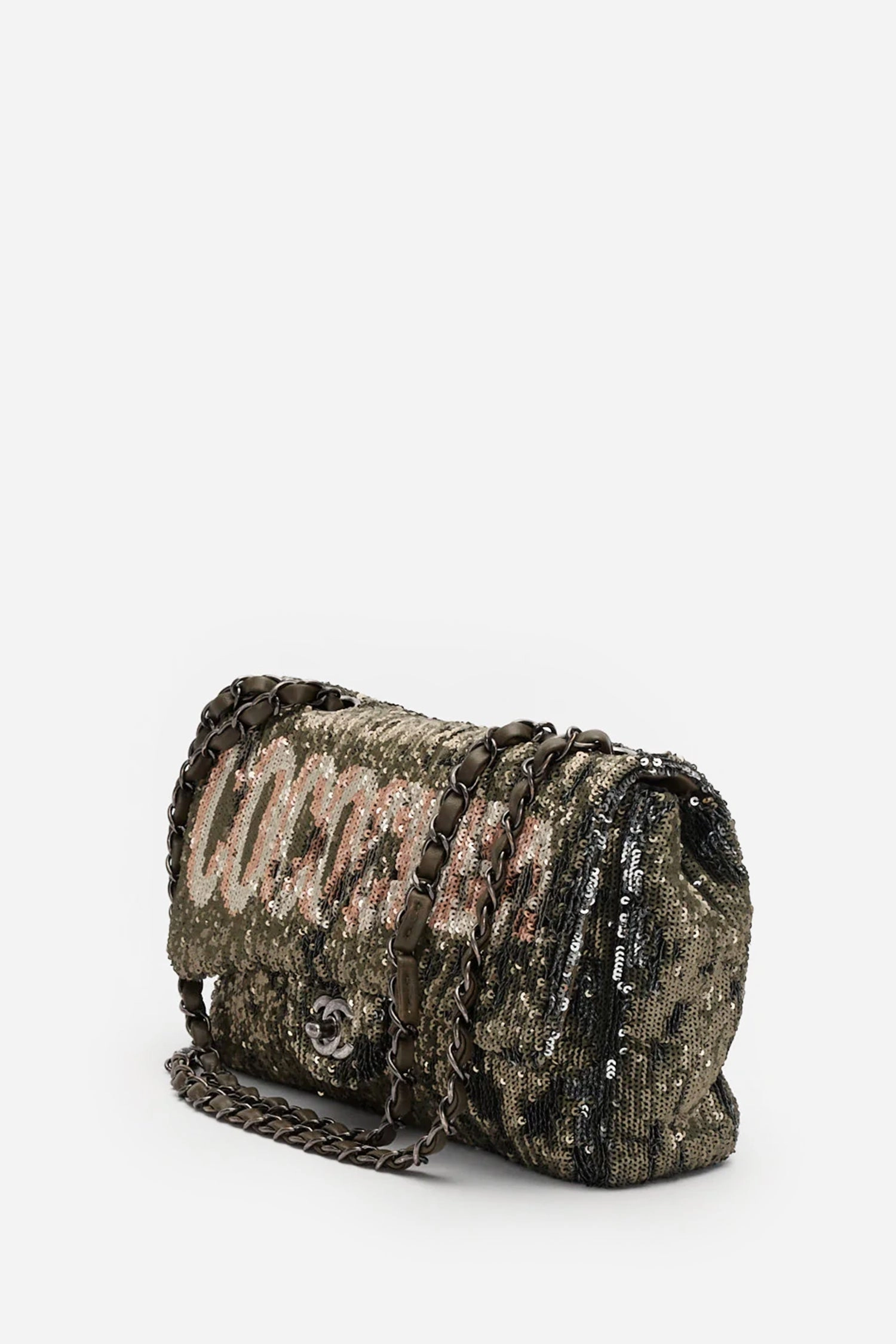 Pre-Loved Chanel Green/Black Sequin Coco Cuba Timeless Classic Single Flap Bag