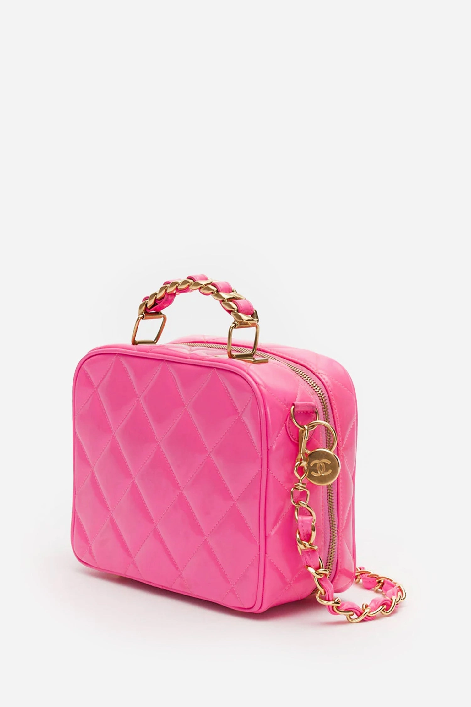 Pre-Loved Chanel Pink Patent Leather Vanity Case