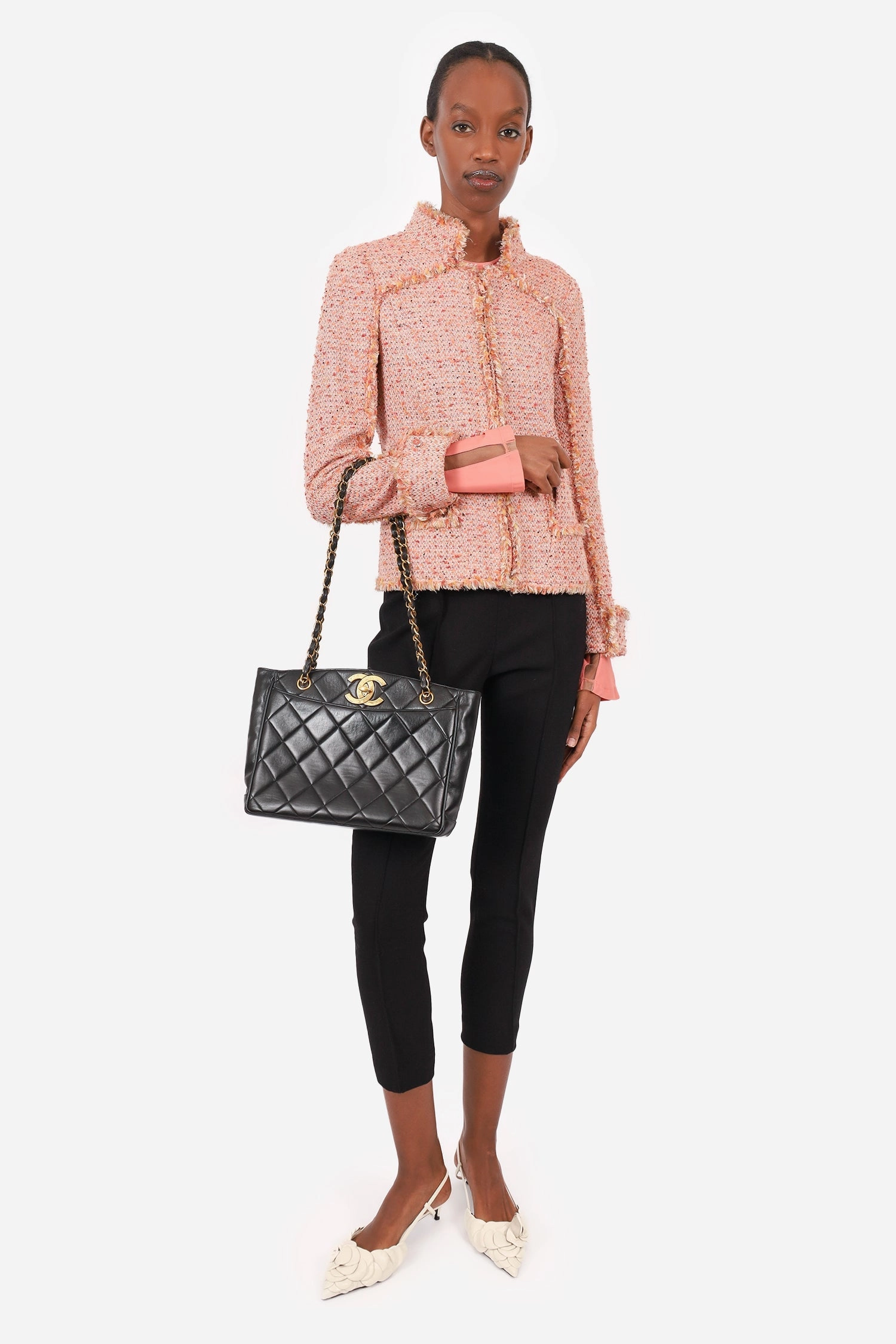 Pre-Loved Chanel Vintage Black Quilted Lambskin CC Tote Bag