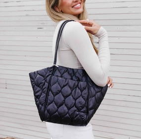 Preslee Petite Puffer Tote Bag In Black