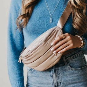 Puffer Bum Bag In Taupe