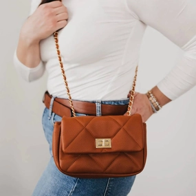 Queenie Quilted Crossbody Bag In Brown