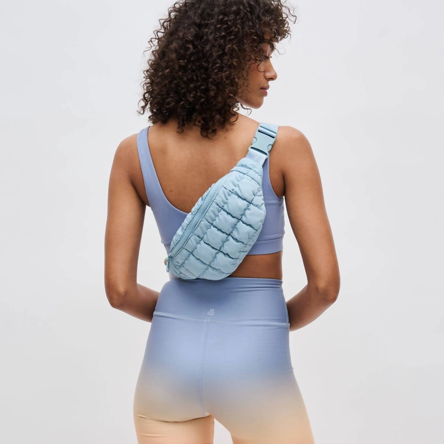 Quilted Nylon Belt Bag In Sky Blue