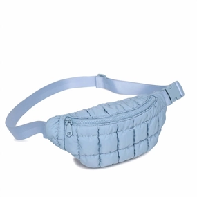 Quilted Nylon Belt Bag In Sky Blue