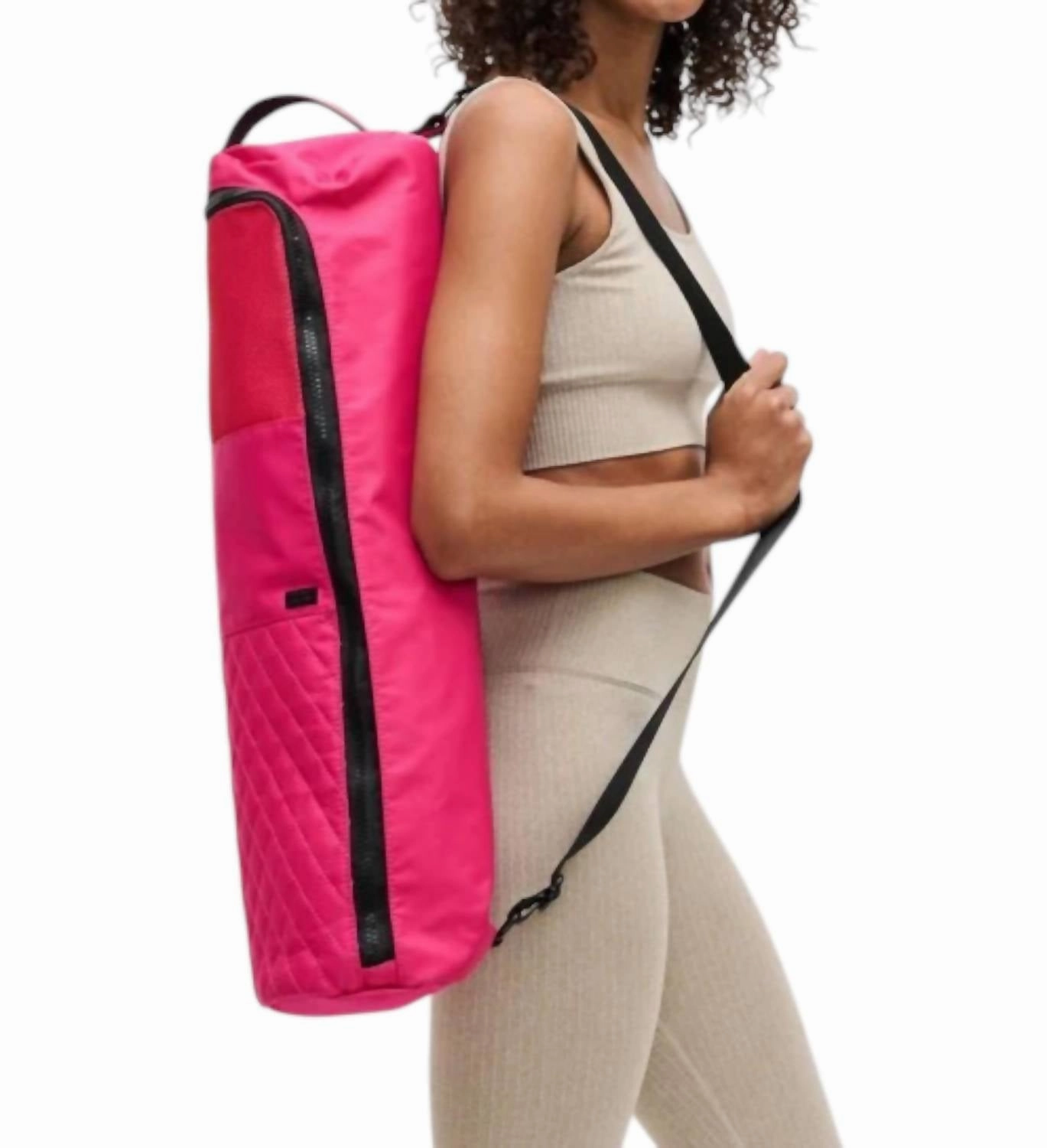 Quilted Yoga Mat Bag In Pink