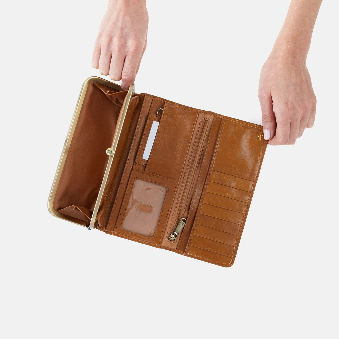 Rachel Continental Wallet in Polished Leather - Truffle