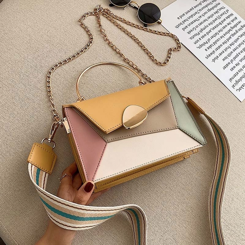 Rainbow Women's Handbag Leather Bags With Metal Handles