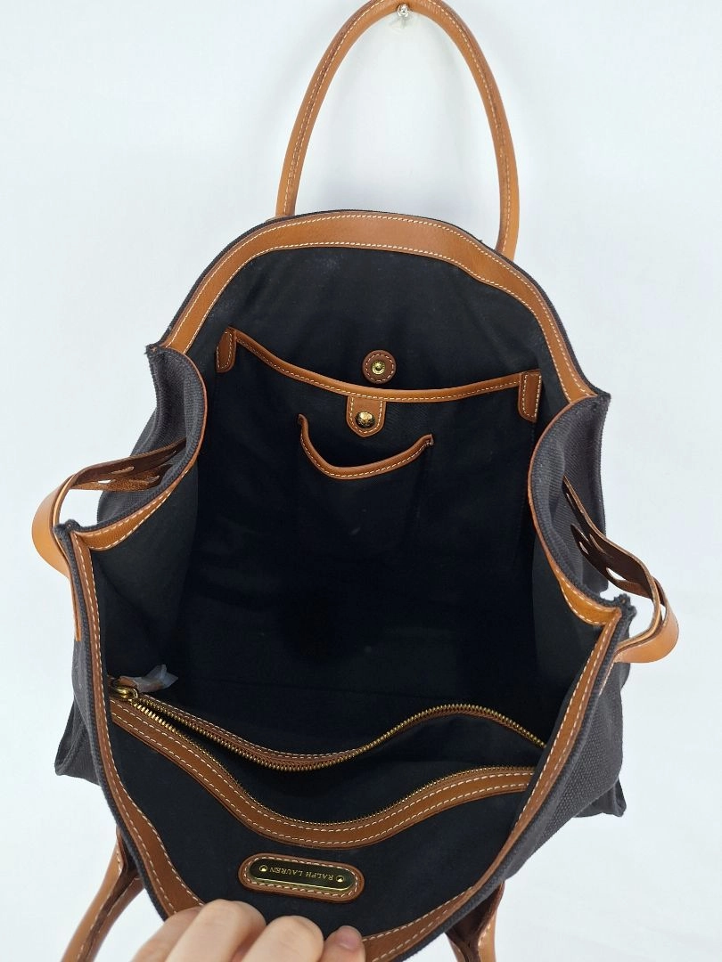 Ralph Lauren Contrast Tan Canvas Day Bag