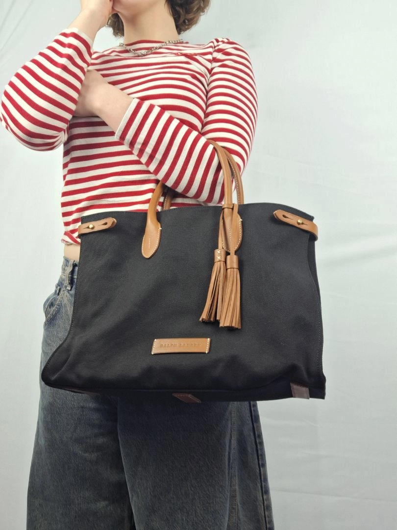 Ralph Lauren Contrast Tan Canvas Day Bag