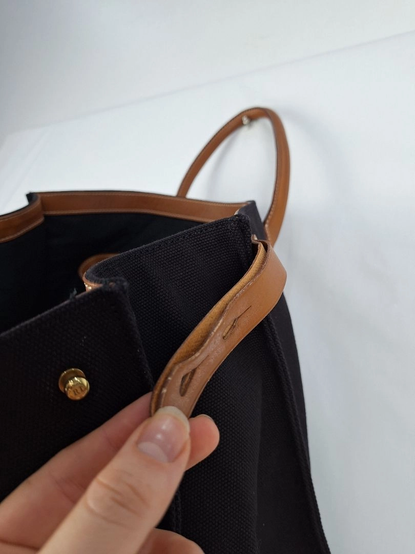 Ralph Lauren Contrast Tan Canvas Day Bag