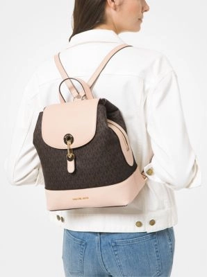 Raven Medium Logo and Pebbled Leather Backpack