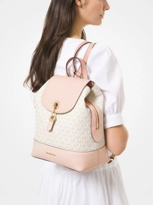 Raven Medium Logo and Pebbled Leather Backpack
