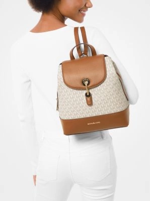 Raven Medium Logo and Pebbled Leather Backpack
