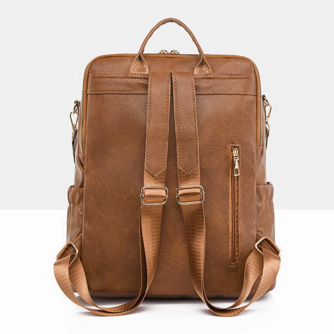 Retro  Soft Leather Multi-Compartment Ladies Backpack