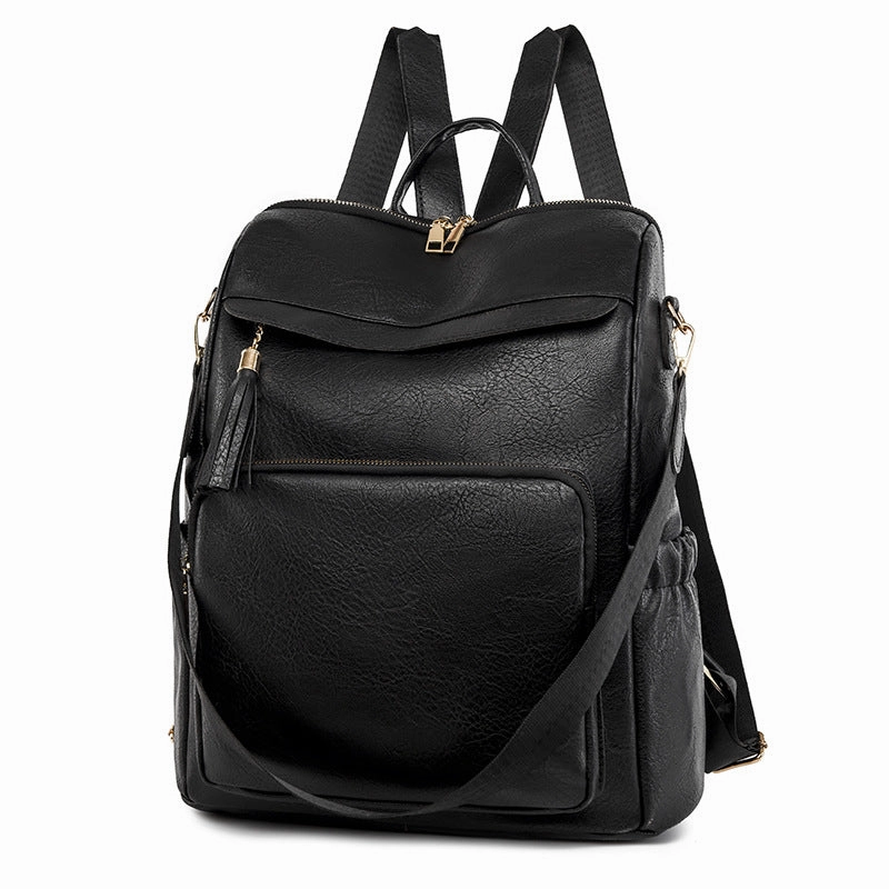 Retro  Soft Leather Multi-Compartment Ladies Backpack