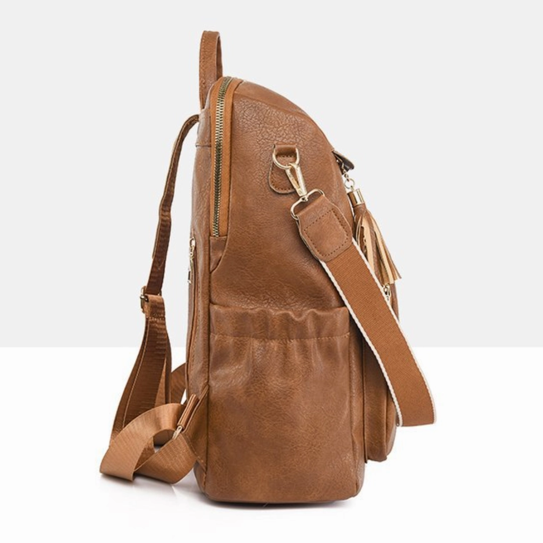 Retro  Soft Leather Multi-Compartment Ladies Backpack