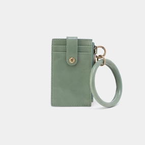 Ring Credit Card Wristlet In Polished Leather - Jade