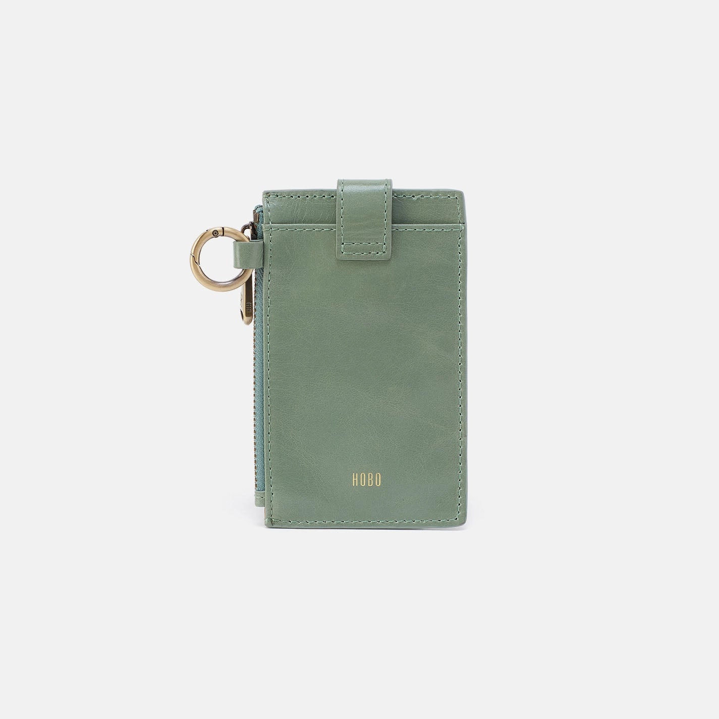 Ring Credit Card Wristlet In Polished Leather - Jade