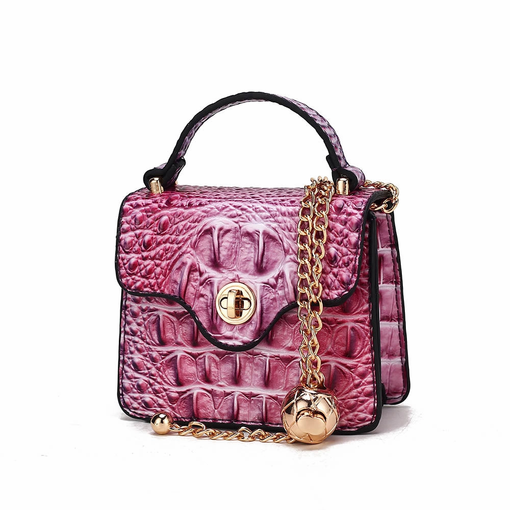 River Gradient Rainbow Faux Crocodile-Embossed Vegan Leather Womens Mini Crossbody Bag by Mia K