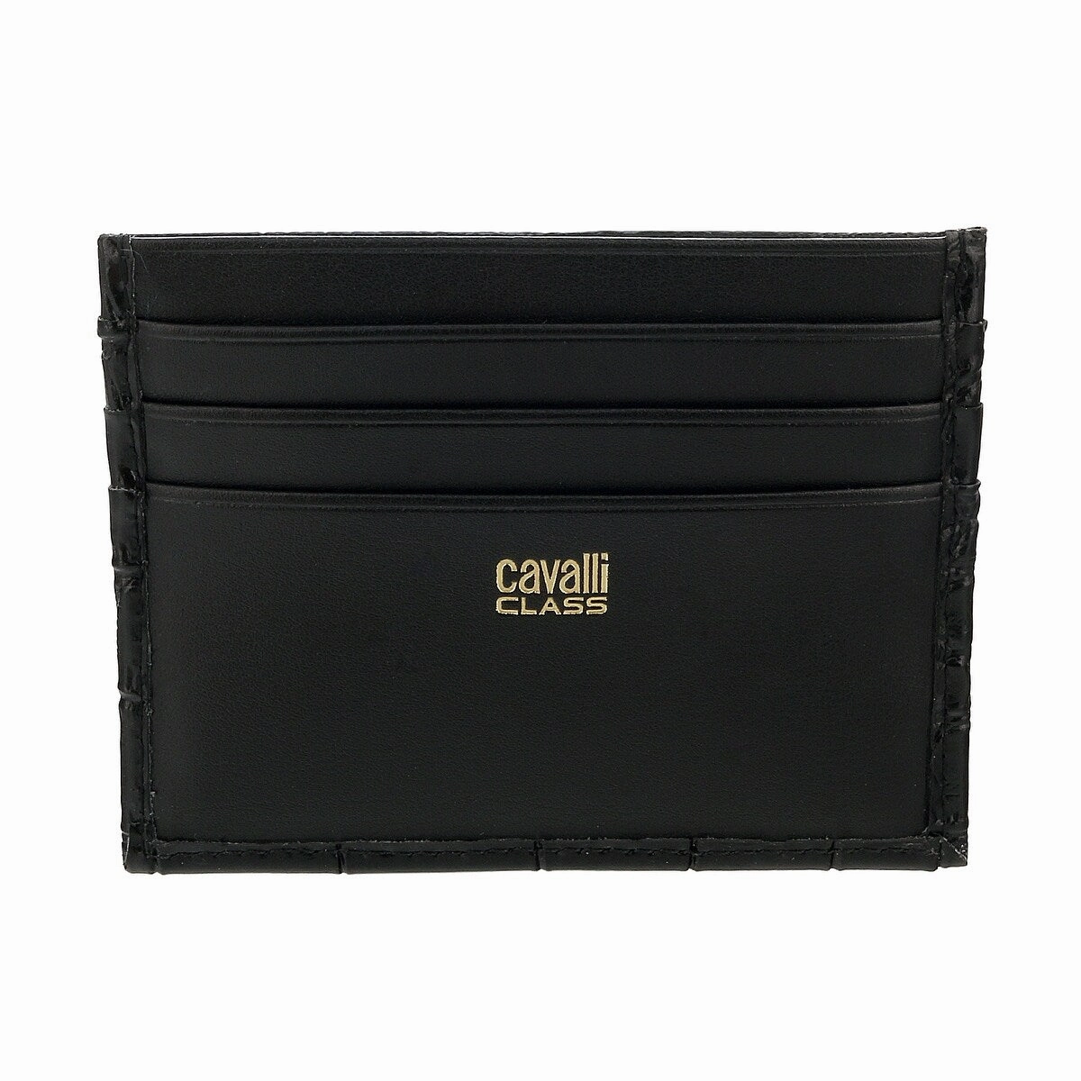 Roberto Cavalli Class Black Embossed Dolly Credit Card Holder for womens
