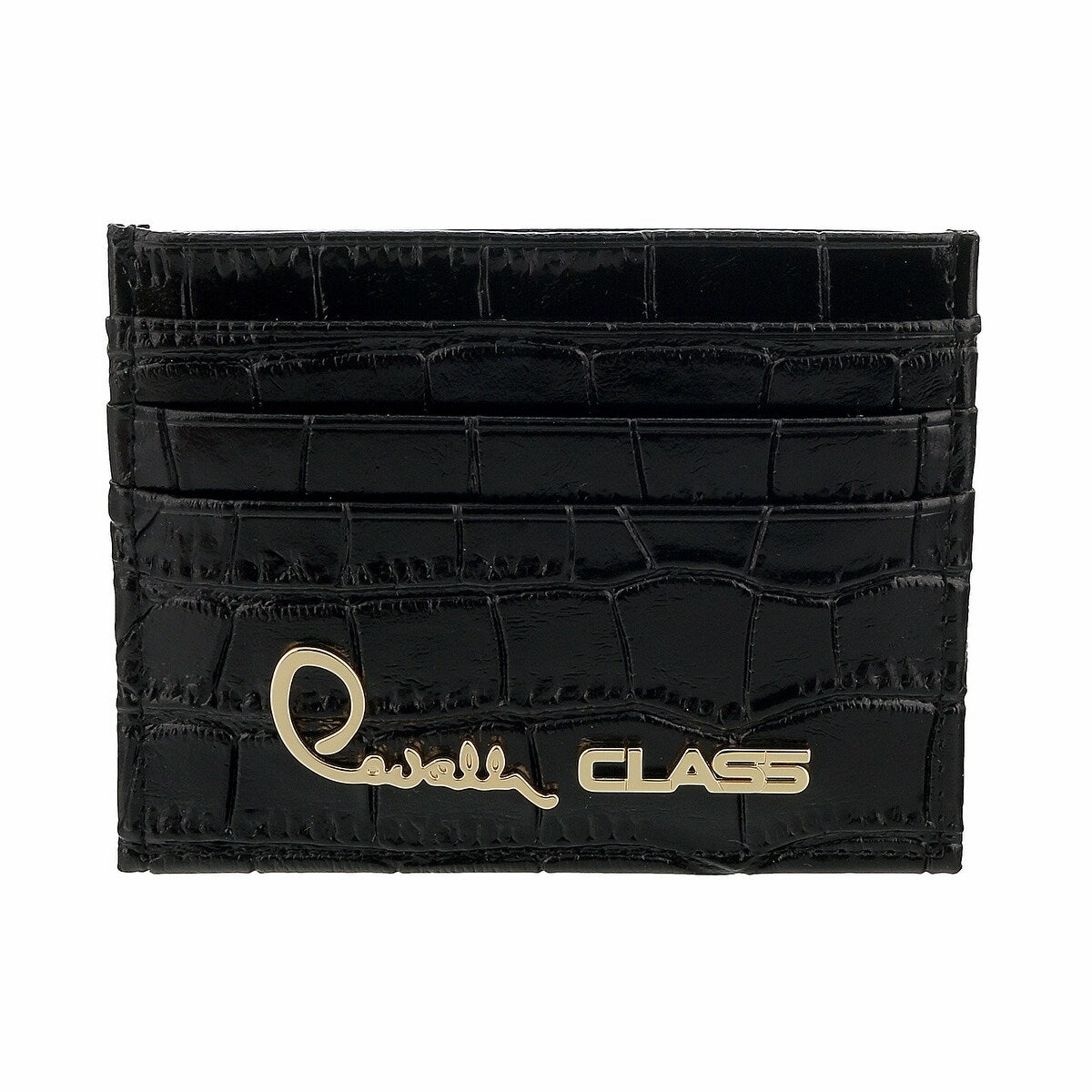 Roberto Cavalli Class Black Embossed Dolly Credit Card Holder for womens