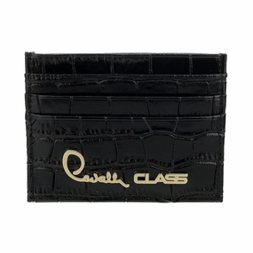 Roberto Cavalli Class Black Embossed Dolly Credit Card Holder for womens