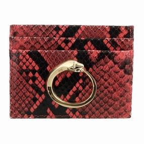 Roberto Cavalli Class Coral Millie Deluxe Snake Textured Credit Card Holder for womens
