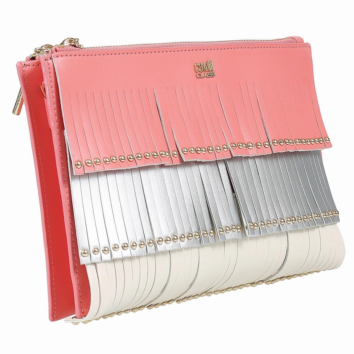 Roberto Cavalli Class GWLPD0 T30 Aloha 001 Peach/Silver Clutch for womens