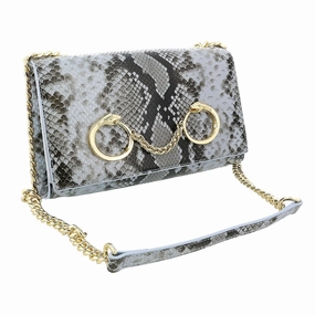Roberto Cavalli Class Light Blue Snakeskin Millie Deluxe Clutch/Shoulder Bag for womens